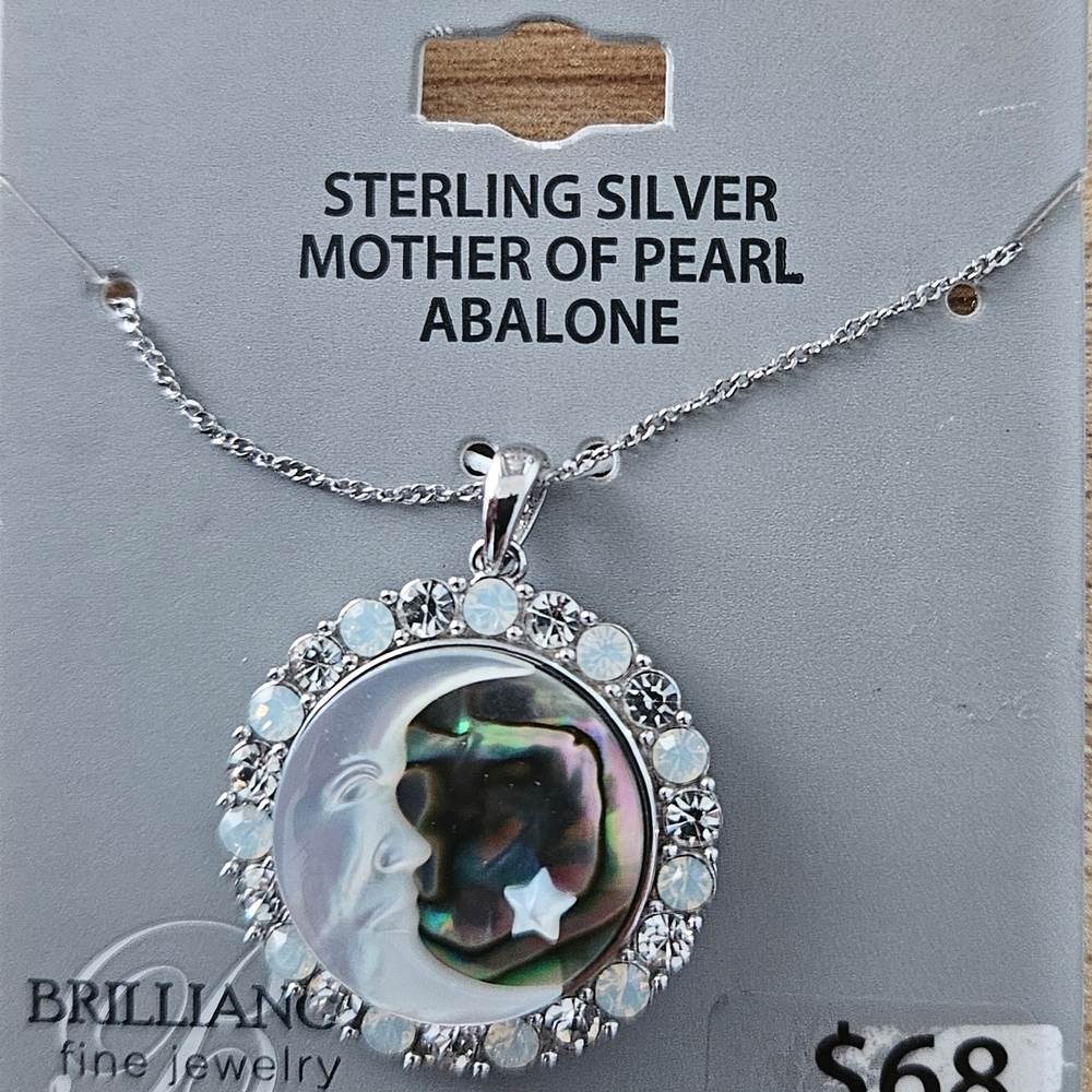 Brilliance Sterling Silver Moon Pendant Necklace